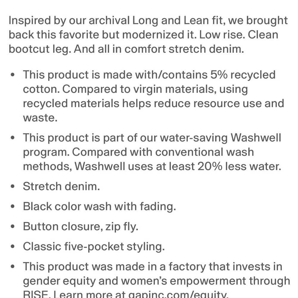 Gap Low Rise Long & Lean Jeans - Picture 8 of 8